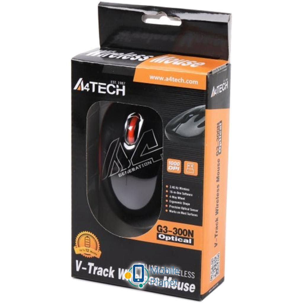 A4tech G3-300N Black+Orange Тип: Бездротові; Призначення: