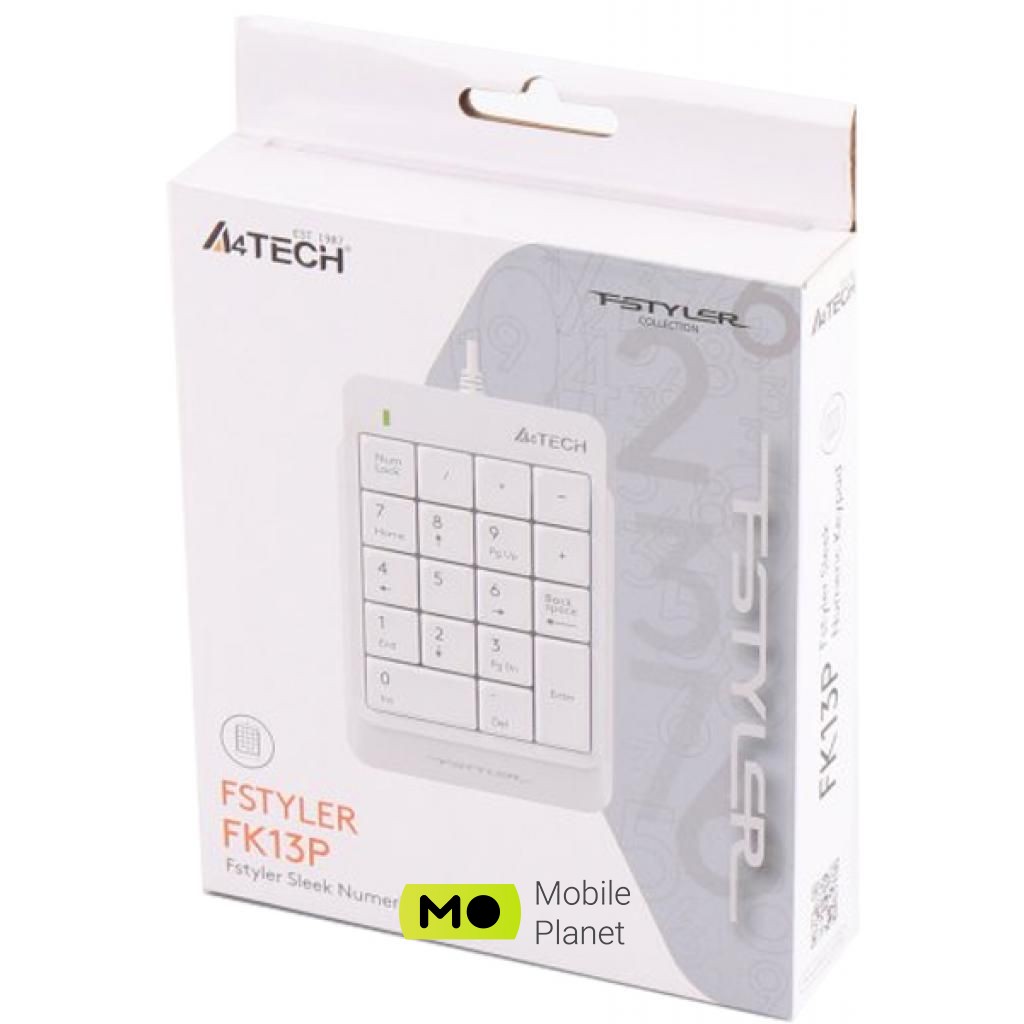 A4tech K13P Fstyler Numeric Keypad White (FK13P (White)) Тип: дротова; Призначення: для