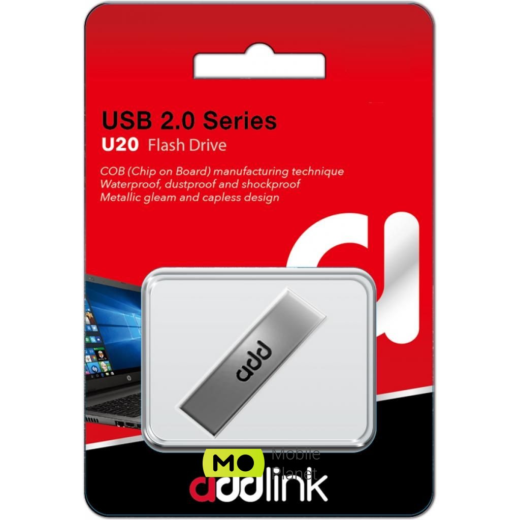 AddLink 64GB U20 Titanium USB 2.0 (ad64GBU20T2) (UA) Тип У металевому корпусі