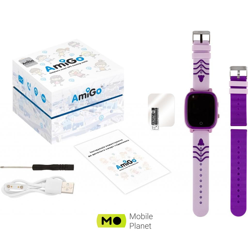 AmiGo GO005 4G WIFI Kids waterproof Thermometer Purple (747019) Тип: дитячі; Форма годин: