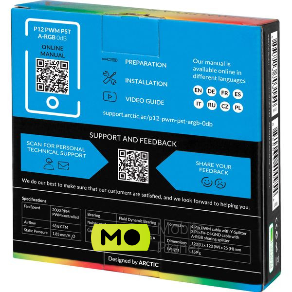 ARCTIC P12 PWM PST A-RGB Black (ACFAN00231A) (UA) Модель: P12 PWM PST A-RGB; Розміри: 120 х 120