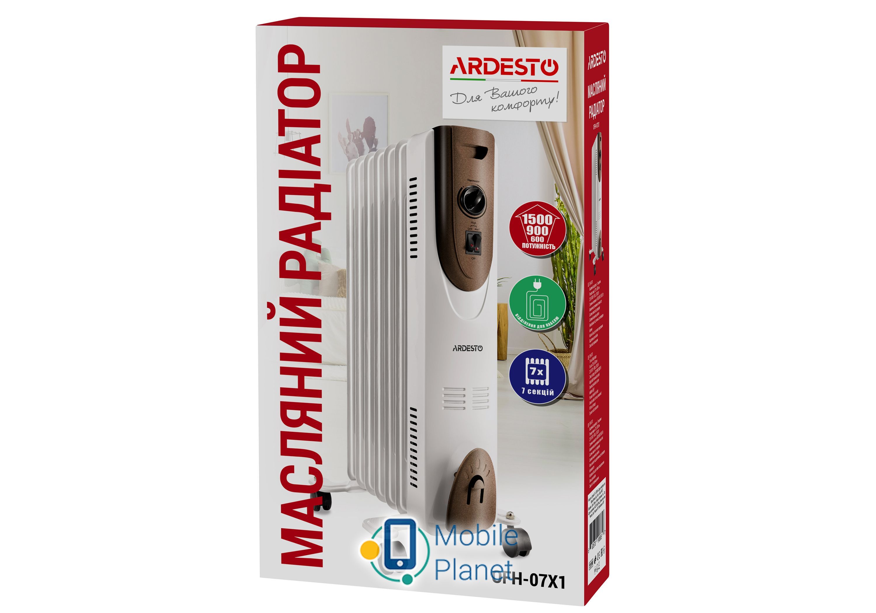ARDESTO OFH-07X1 (UA) Тип: Обігрівач масляний;