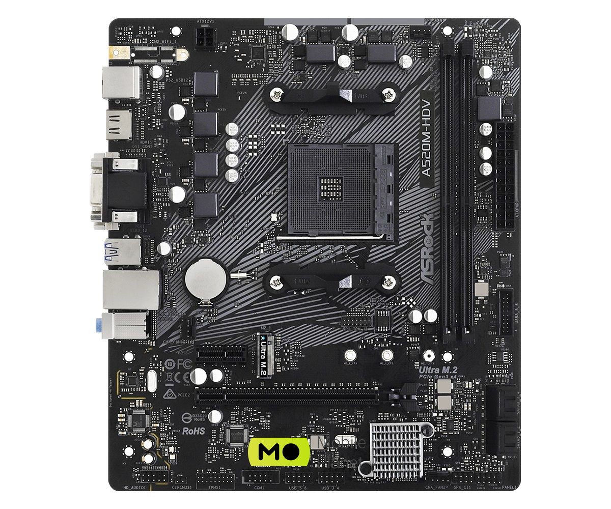 ASRock A520M-HDV Socket AM4 (UA) Разъемы: AM4; Чипсет: AMD A520; Тип