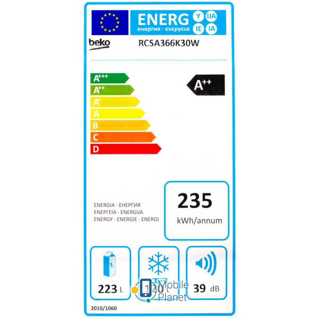 BEKO RCSA366K30W Тип холодильника: двухкамерный;
