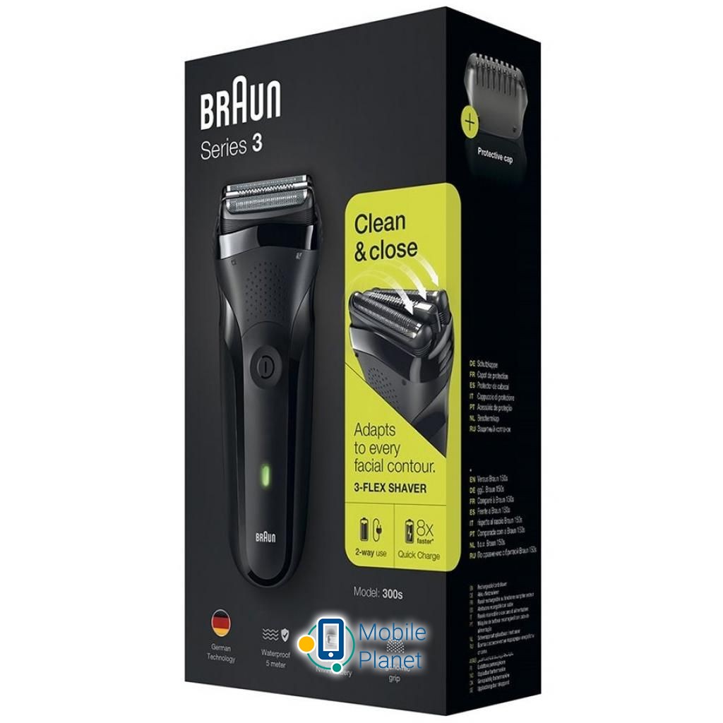 BRAUN Series 3 300 Black Система гоління: Сіткова; Спосіб