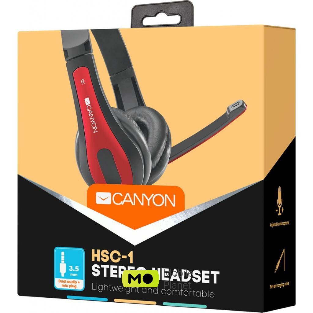 CANYON HSC-1 Black-Red (CNS-CHSC1BR) (UA) Тип пристрою: гарнітура; Тип:
