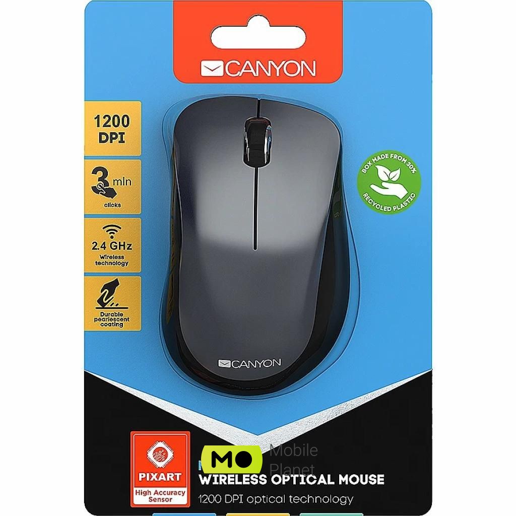 CANYON MW-11 Wireless Pixart Black (CNE-CMSW11B) (UA) Тип Оригинальный дизайн