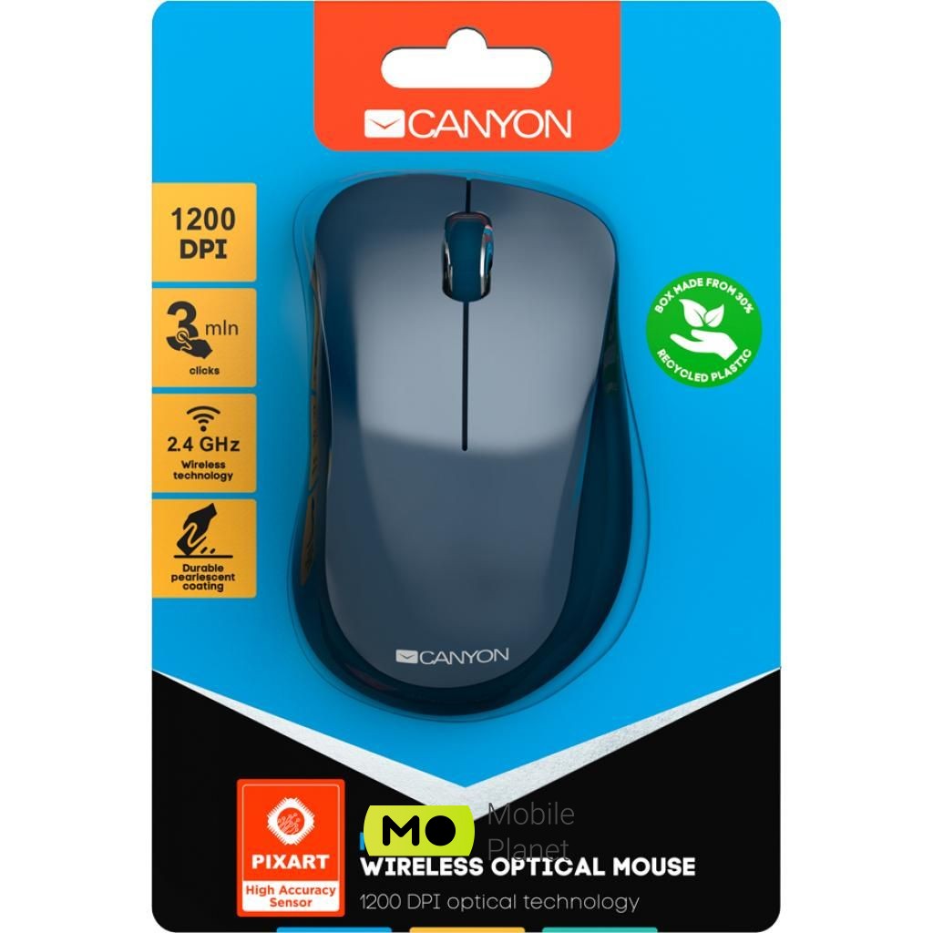 CANYON MW-11 Wireless Pixart Blue (CNE-CMSW11BL) (UA) Тип: Оригінальний дизайн;