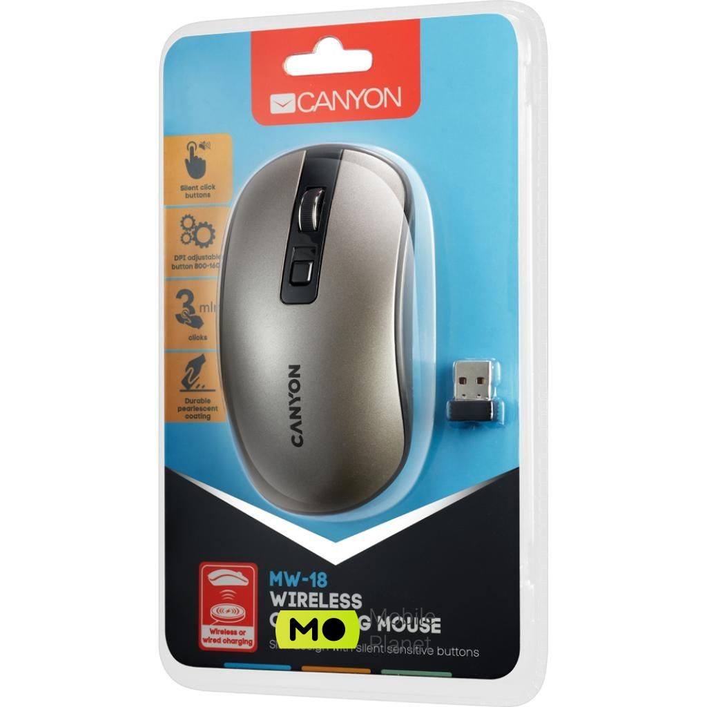 CANYON MW-18 Wireless Dark Grey (CNS-CMSW18DG) (UA) Тип: Оригинальный дизайн;