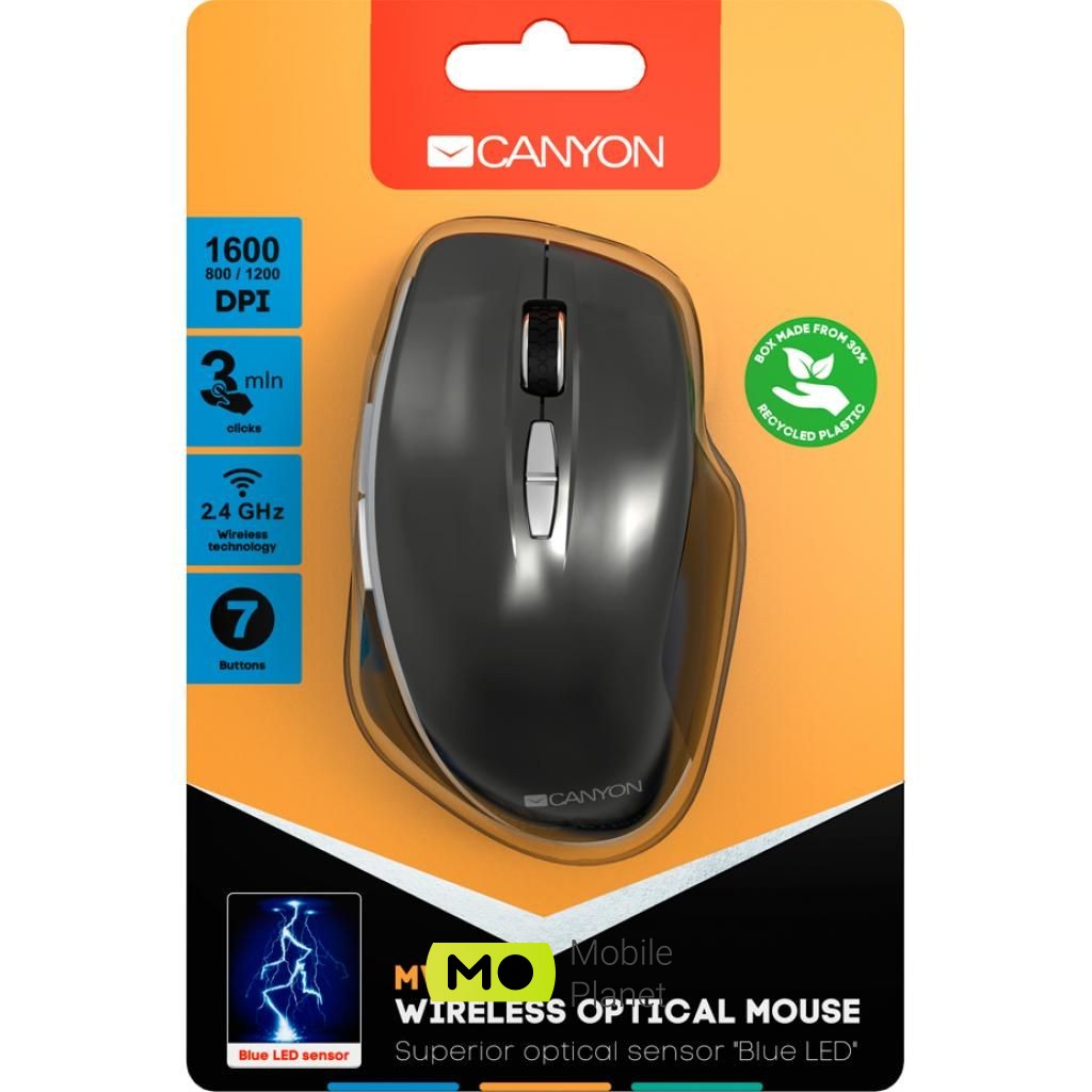CANYON MW-21 Wireless Blue LED Dark gray (CNS-CMSW21DG) (UA) Тип: Оригінальний дизайн;