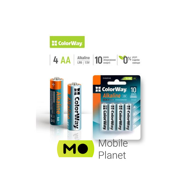ColorWay AA LR6 Alkaline Power (лужні) *4 blister (CW-BALR06-4BL) (UA) Типорозмір AA