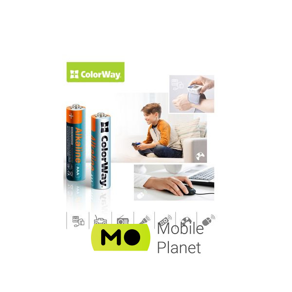ColorWay AAA LR03 Alkaline Power (лужні) * 8 blister (CW-BALR03-8BL) (UA) Форма батареї: циліндрична;