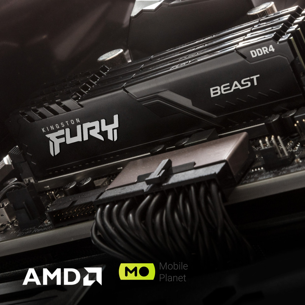 DDR4 16GB 3200 MHz Fury Beast Black HyperX (Kingston Fury) (KF432C16BB1 / 16) Об'єм пам'яті 16 ГБ
