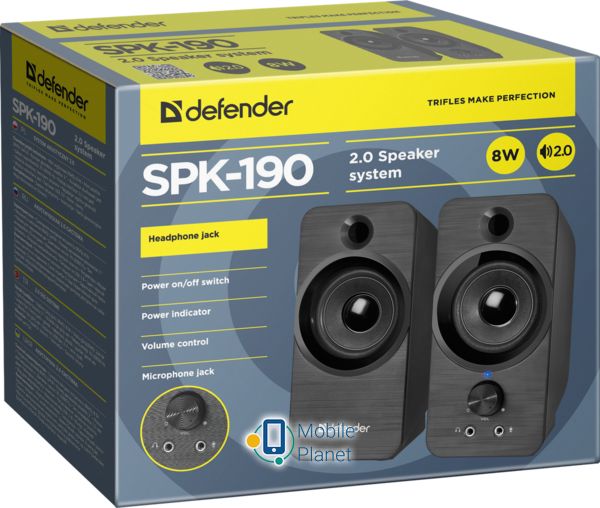Defender 2.0 SPK 190 USB 8W Black (65190) (UA) Кількість каналів: 2.0; Тип