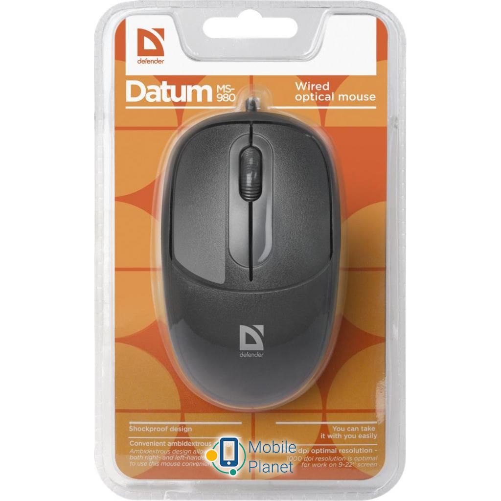 Defender Datum MS-980 Black (52980) (UA) Тип: дротові; Призначення: для
