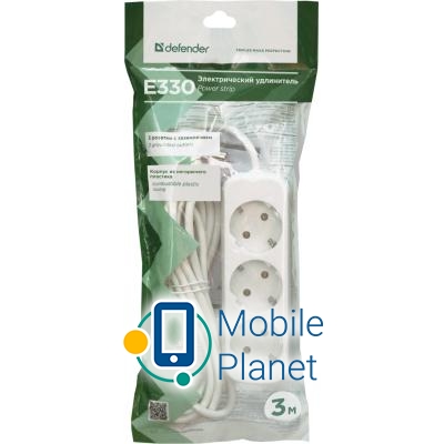 Defender E330 3.0 m 3 роз white (99222) (UA) Тип: подовжувач; Сумарна