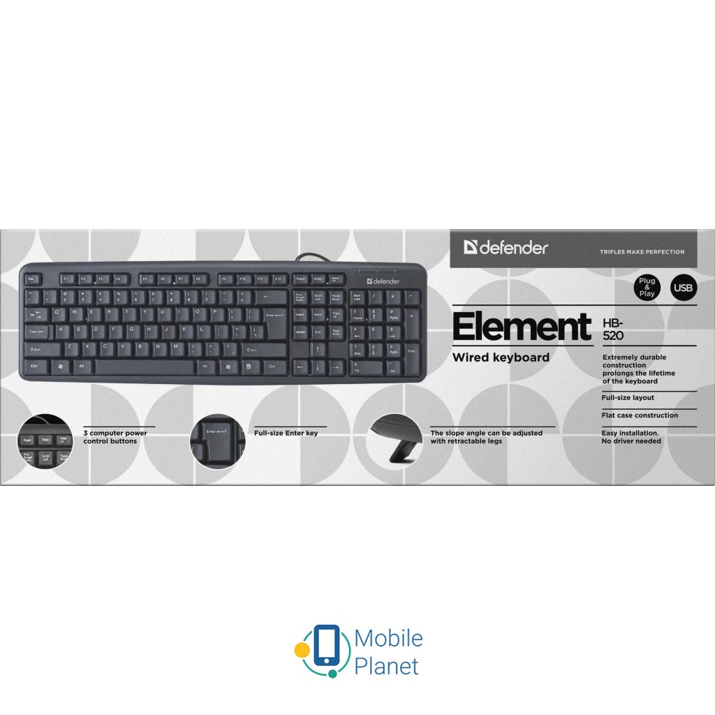 Defender Element HB-520 UKR Black (45529) (UA) Тип: дротова; Призначення: для