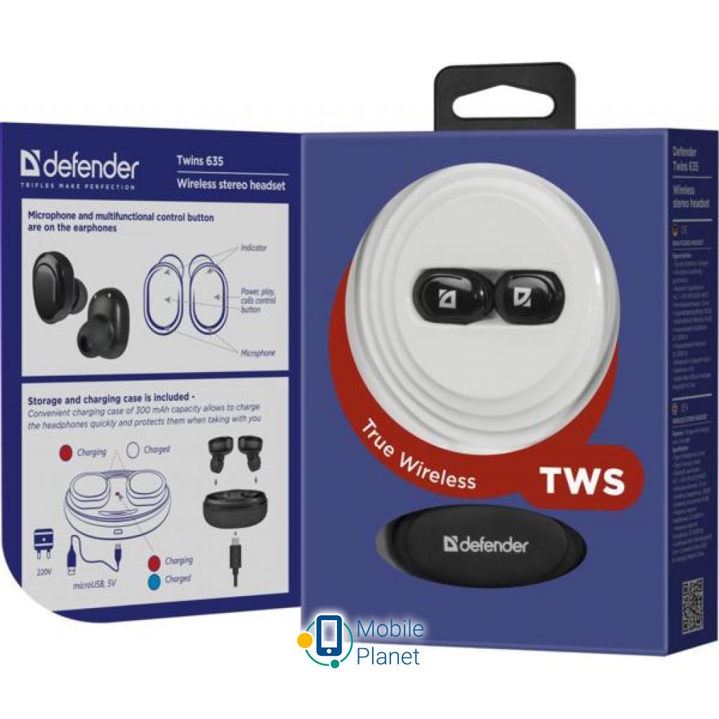 Defender Twins 635 TWS Bluetooth Black (63635) (UA) Тип True Wireless Stereo (TWS)