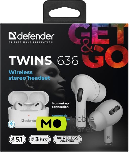 Defender Twins 636 TWS Pro Bluetooth (63636) White (UA) Тип підключення: повністю