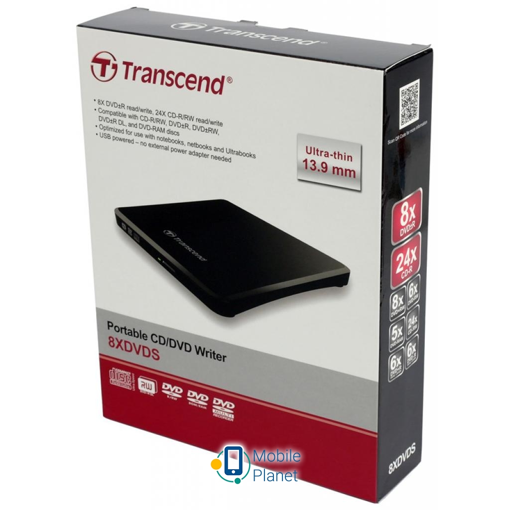 DVD ± RW Transcend TS8XDVDS-K Призначення: зовнішній; Тип