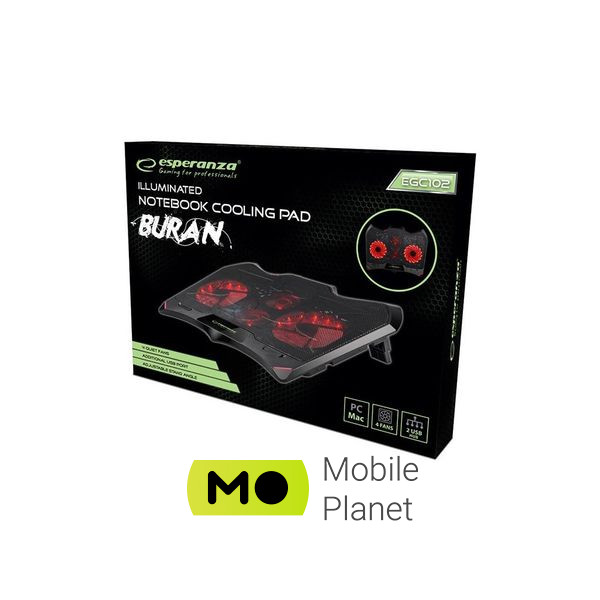 Esperanza Gaming Notebook Cooling Pad BURAN (EGC102) (UA) Тип: Для ноутбуків до 17'; Розмір: