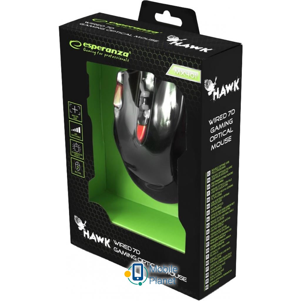Esperanza MX401 Hawk black-red (EGM401KR) Тип: Геймерські, дротові;