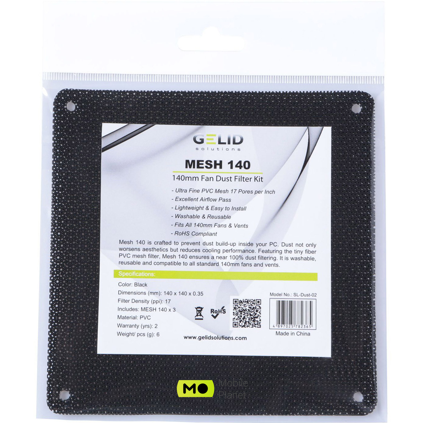 Фільтр пиловий GELID SOLUTIONS Mesh 140 Dust Filter Kit (SL-DUST-02) (UA) Модель: Mesh 140 Dust Filter Kit;