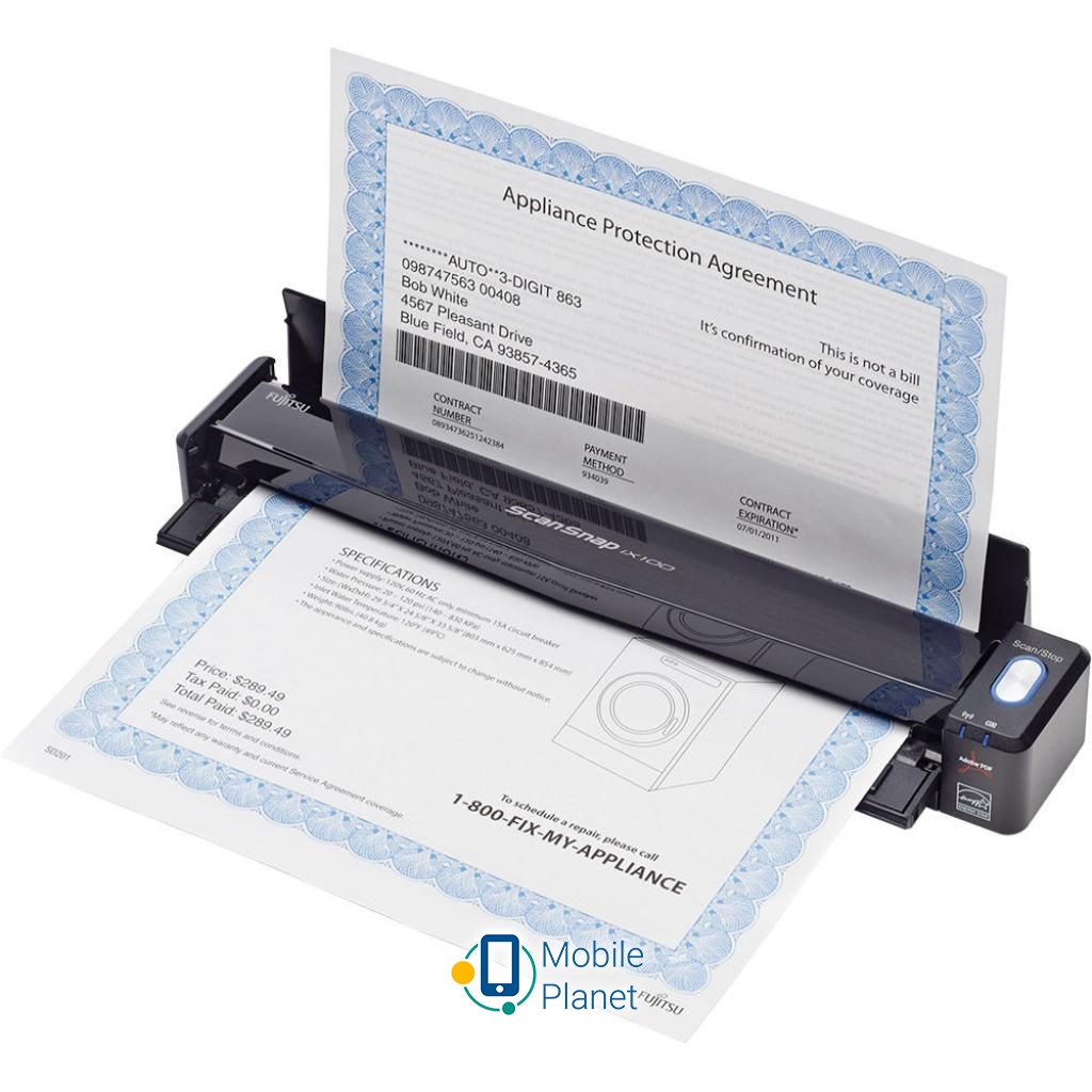 Fujitsu ScanSnap iX100 (PA03688-B001) (UA) Тип: ручний; Датчик зображення: