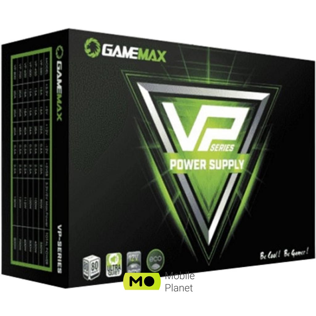 GAMEMAX 500W (VP-500) (UA) Мощность: 500 Вт; Подключение