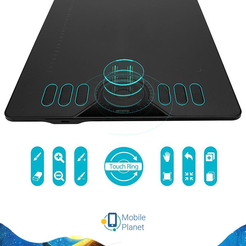 Huion HS610 + рукавичка (UA) Колір чорний; Перо: Huion PW100;