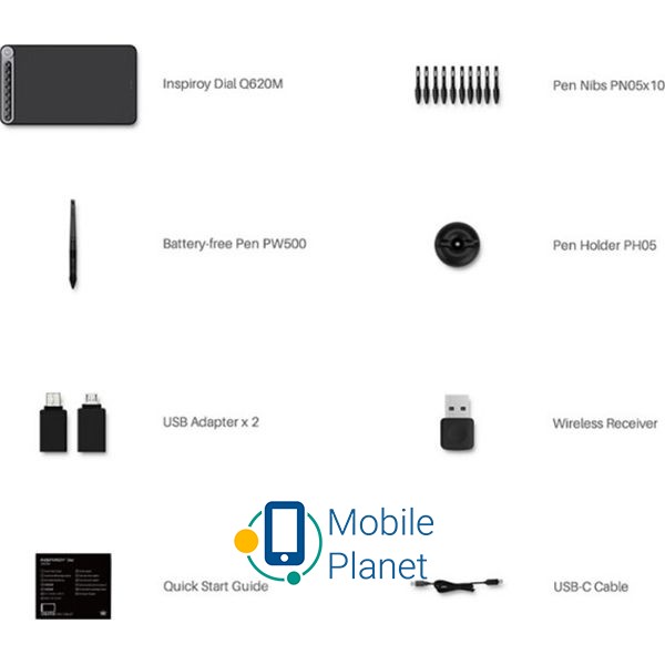 HUION Inspiroy Dial Q620M + Artist Glove Cura CR-01 (UA) Модель: Inspiroy Dial Q620M + Artist Glove Cura