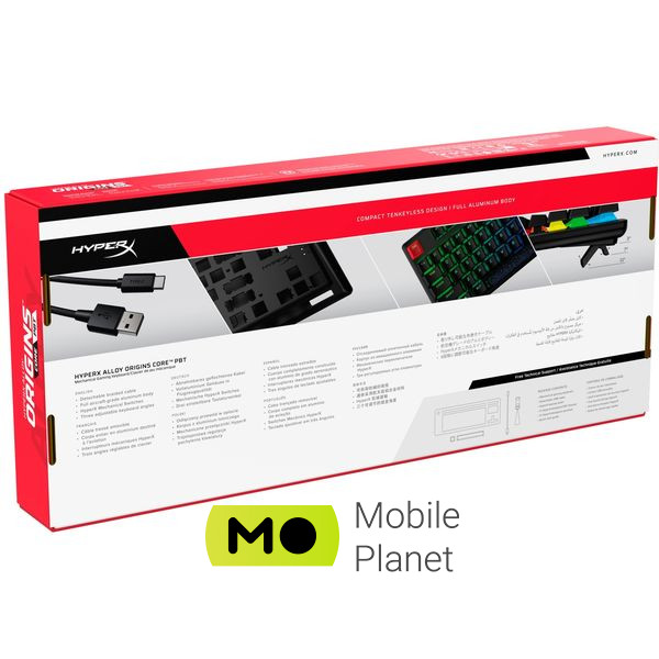HyperX Alloy Origins Core PBT HX Aqua (639N9AA) (UA) Тип: ігрова, з підсвічуванням;