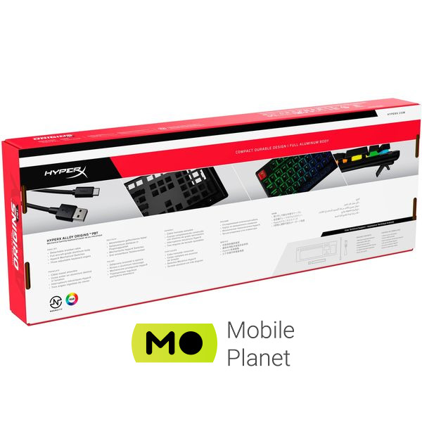 HyperX Alloy Origins PBT HX Aqua (639N5AA) (UA) Тип: ігрова, з підсвічуванням;