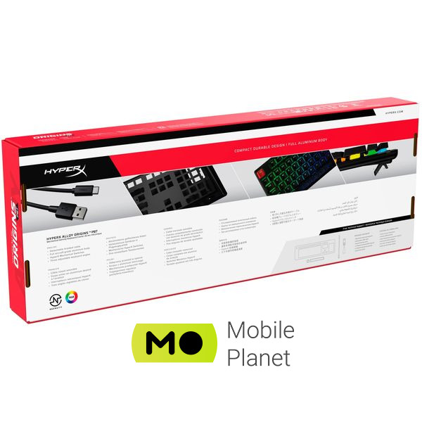 HyperX Alloy Origins PBT HX Red (639N3AA) (UA) Тип: ігрова, з підсвічуванням;