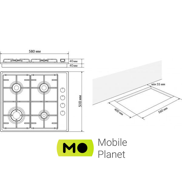 JANTAR HGF 60 BL EF (UA) Тип: газова; Матеріал корпусу: