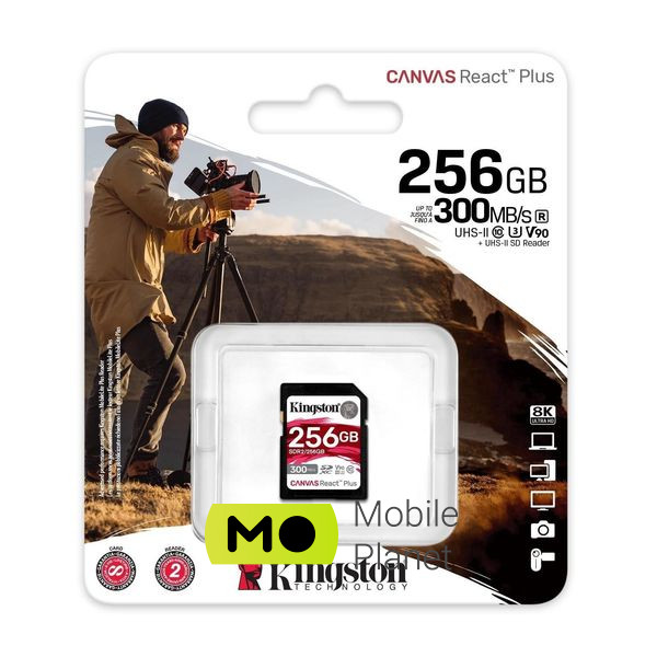 Kingston 256GB SDXC class 10 UHS-II U3 ​​Canvas React Plus (SDR2/256GB) (UA) Тип картки пам'яті: SDXC; Об'єм