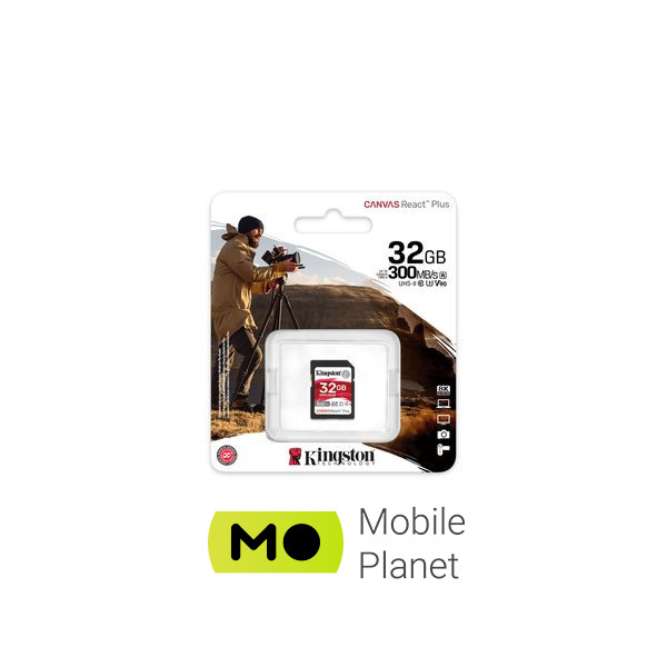 Kingston 32GB class 10 UHS-II U3 ​​Canvas React Plus (SDR2/32GB) (UA) Тип картки пам'яті: SDXC; Об'єм