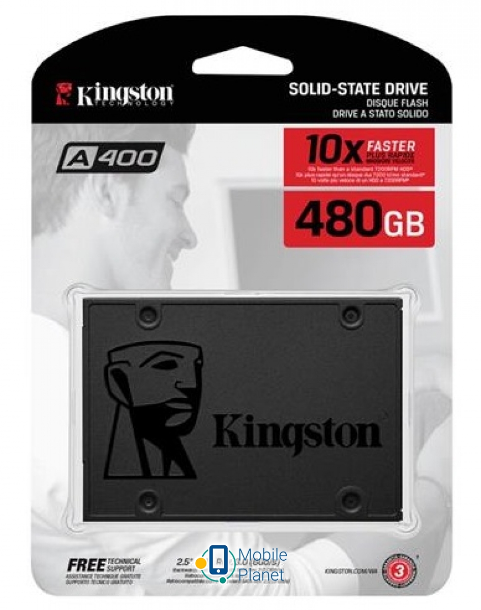 Kingston A400 (SA400S37/480G) Тип: внутрішній; Ємність: 480 ГБ;