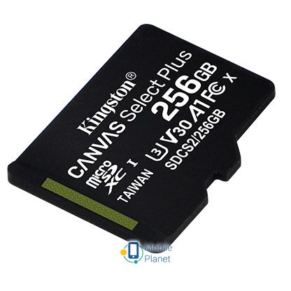 Kingston Canvas Select Plus microSD (SDCS2/256GBSP) (UA) Тип: microSDXC; Клас швидкості (SD): Class