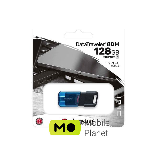Kingston DataTraveler 80 M Blue/Black (DT80M/128GB) Тип: Класичні; Об'єм пам'яті: 128 Gb;