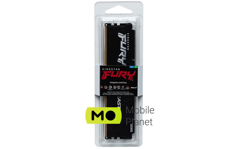 Kingston FURY 16GB (1x16GB) 5200MHz CL40 Beast Black (KF552C40BB-16) EU Серія: Beast; Тип пам'яті: DDR5;