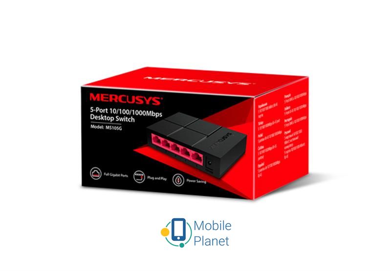 Комутатор Mercusys MS105G Комбо-порти 10GBase-T / 10GBase-X SFP +: