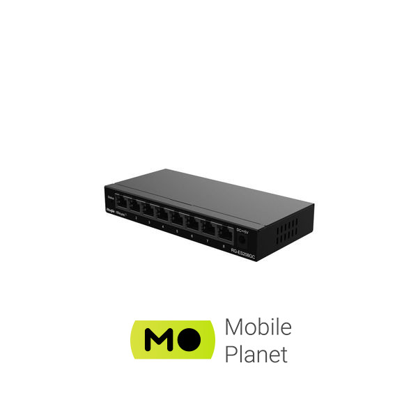 Комутатор мережевий Ruijie Networks RG-ES208GC (UA) Кількість портів 8