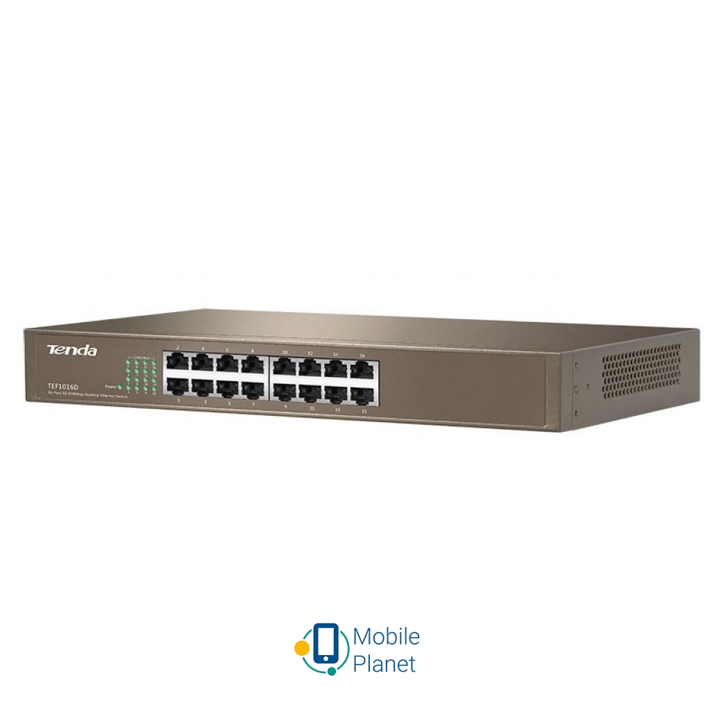 Комутатор мережевий TENDA TEF1016D (UA) Тип: некерований; Форм-фактор: в