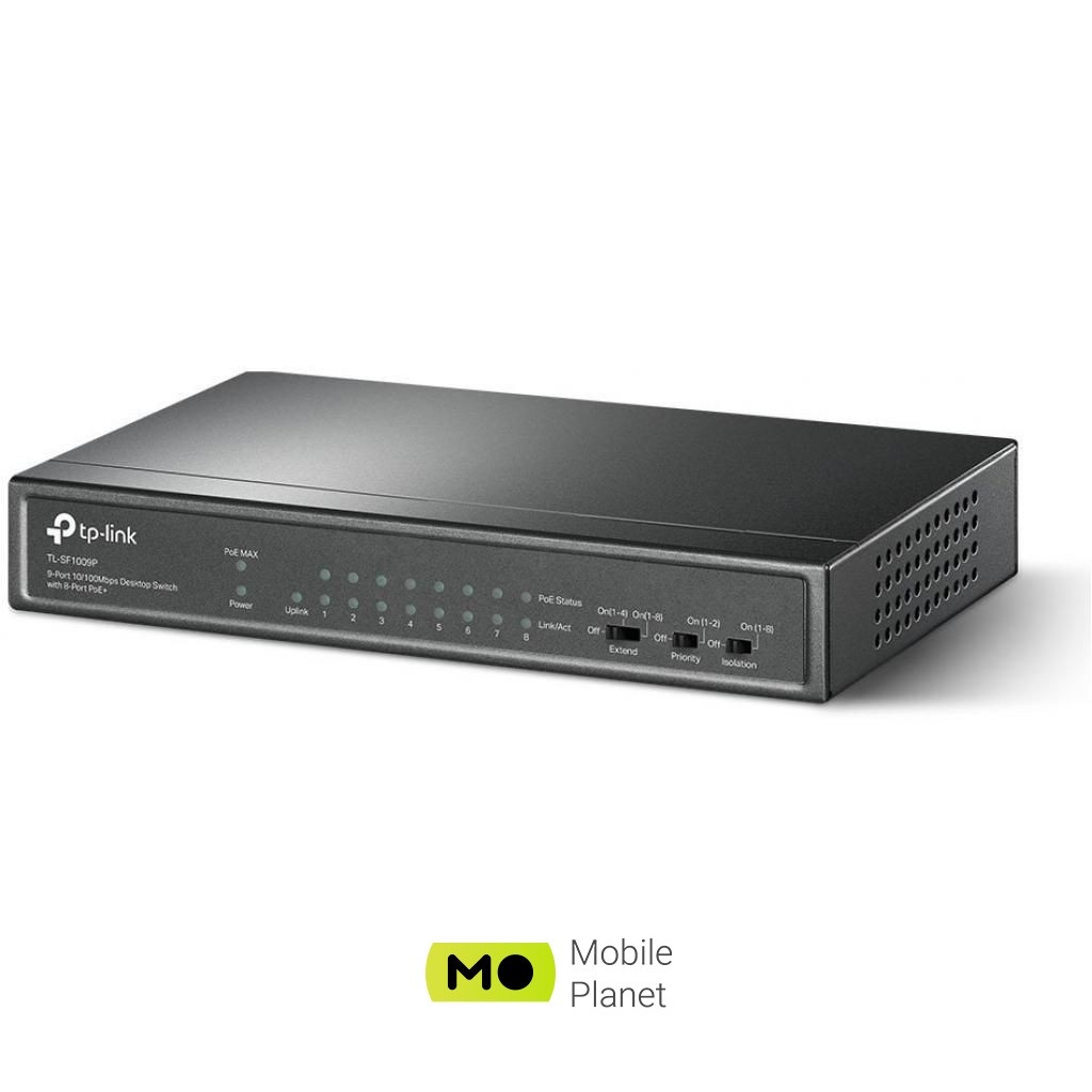 Комутатор мережевий TP-Link TL-SF1009P (UA) Метод передачі Store-and-Forward (зберігання та передача)