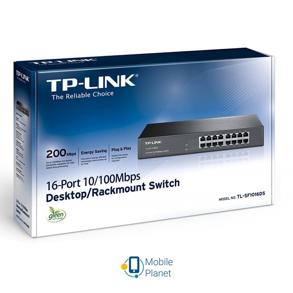 Комутатор мережевий TP-Link TL-SF1016DS Тип: некерований; Форм-фактор: