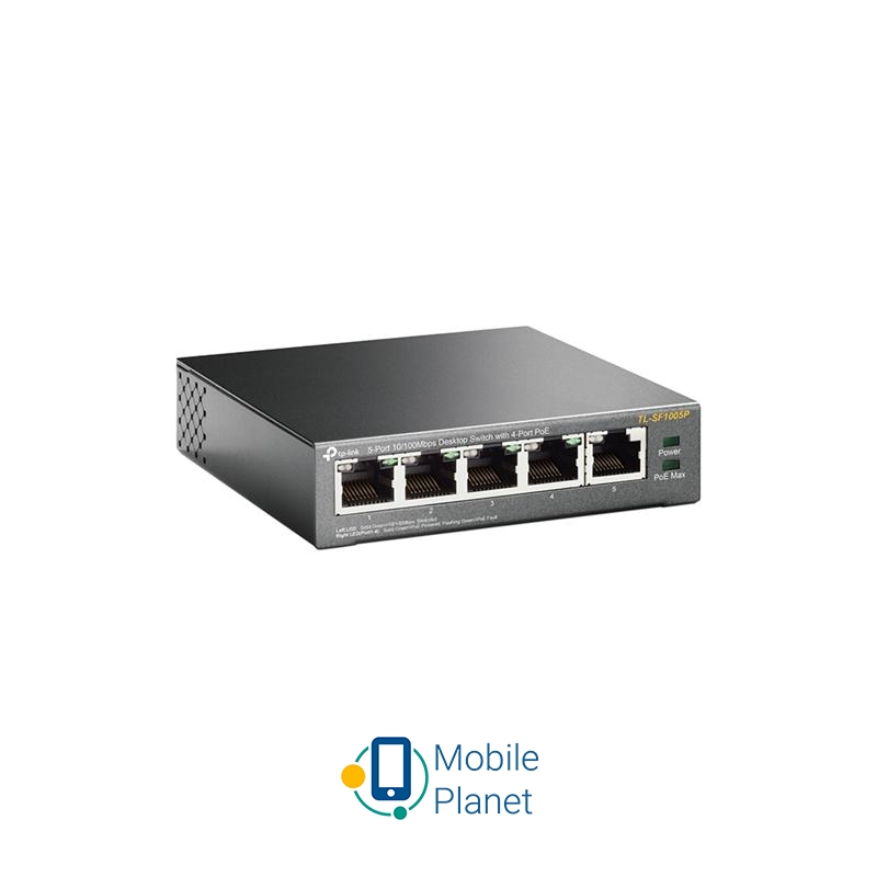 Комутатор TP-Link TL-SF1005P (UA) Порти 10 / 100 Мбіт / с: 5; Консольний
