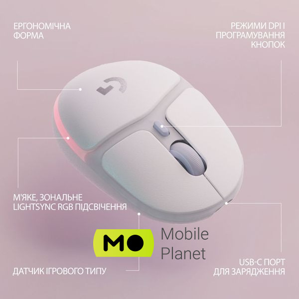Logitech G705 Gaming Wireless/Bluetooth White (910-006367) (UA) Підключення бездротове
