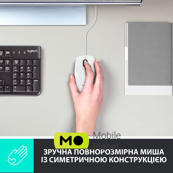 Logitech M100 USB White (910-006764) (UA) Тип: Класичні; Підключення: