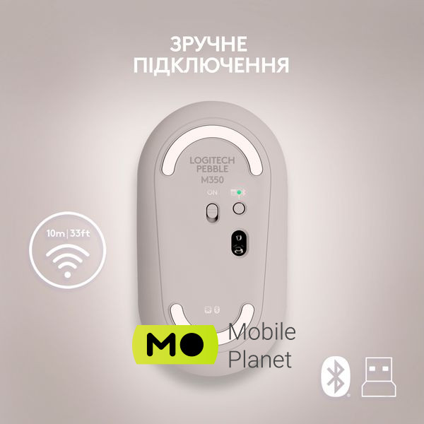 Logitech M350 Wireless Sand (910-006751) Интерфейс подключения Bluetooth, радио